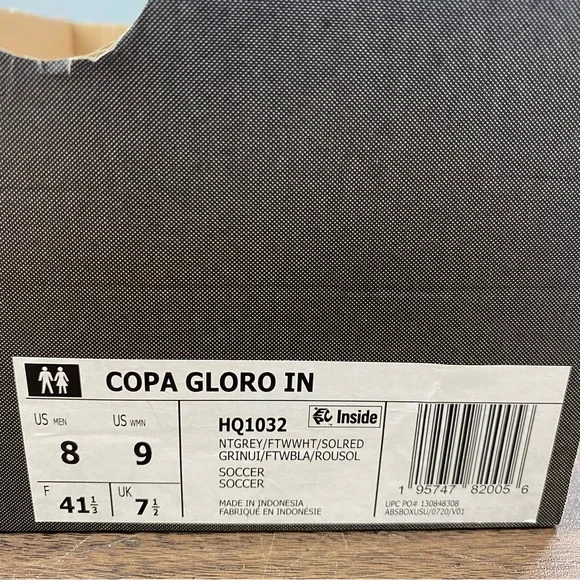 Adidas Copa Gloro IN Indoor Soccer Shoes Gray White Gum HQ1032 Men's Sz - Picture 9 of 11